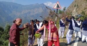 एकता दिवस पर स्वयं सेवकों ने लगाए ट्री गॉर्ड