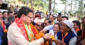 हिमाचल :भाजपा प्रत्याशी चेतन बरागटा के पक्ष में सीएम धामी ने किया प्रचार प्रसार