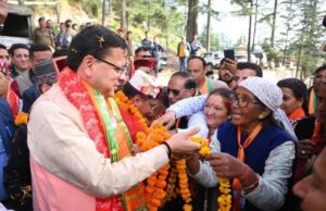 हिमाचल :भाजपा प्रत्याशी चेतन बरागटा के पक्ष में सीएम धामी ने किया प्रचार प्रसार