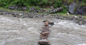 पिंडर नदी पर बने लकड़ी के पुल को पार करते समय माँ, बेटे नदी में बहे