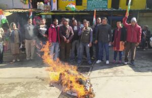 भाजपा प्रदेश अद्ययक्ष के बयान पर नाराज कांग्रेसियों ने फूंका पुतला