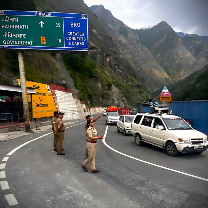 जोशीमठ में वीकेंड के दौरान यातायात व्यवस्था दुरस्त करने हेतु लागू की गयी वन वे व्यवस्था,