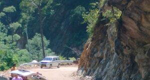 कार पर गिरे पथ्थर, बाल बाल बची जान