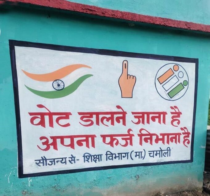 चित्रकला के शिक्षक व छात्र वाल पेंटिंग कर दे रहे मतदाता जागरूकता का संदेश