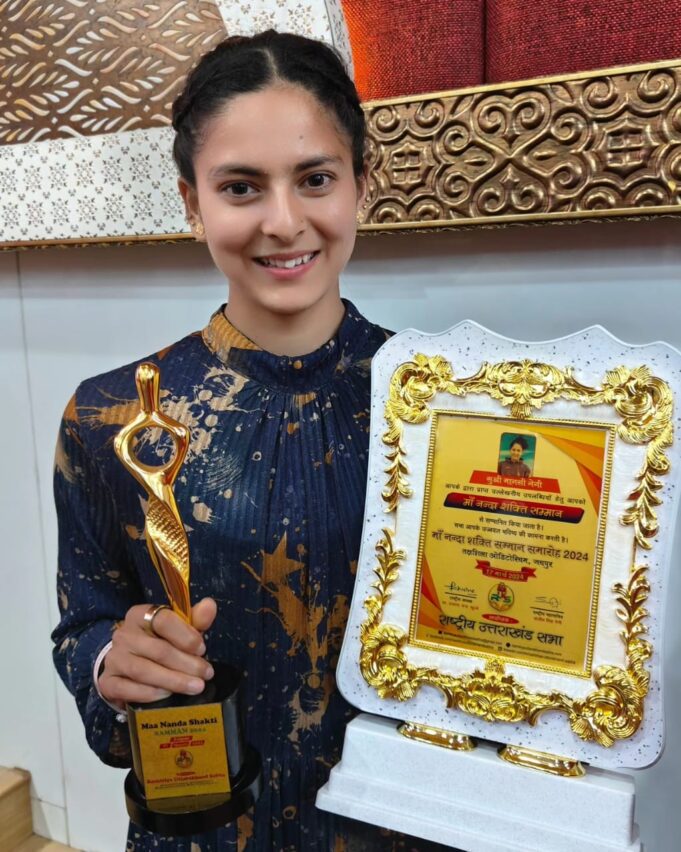 गोल्डन गर्ल मानसी नेगी को जयपुर में मिला ”माँ नन्दा शक्त्ति सम्मान”