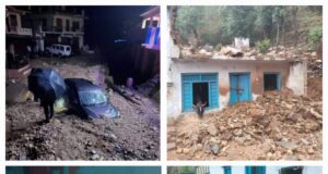 सोमेश्वर में ,मूसलाधार बारिश के कारण कई घरों में घुसा मलबा।