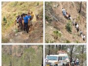 खिर्सू में खाई में गिरी कार 4 लोगों की मौत 3 लोग हुए घायल।