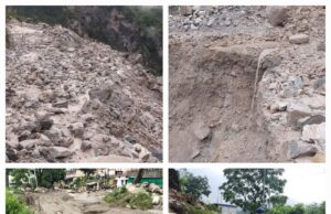 बद्रीनाथ राष्ट्रीय राजमार्ग मलबा आने से कई जगहों पर हुआ मोटर मार्ग अवरुद्ध।