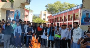 चुनाव में देरी पर छात्र संगठन नाराज, सरकार का फूंका पुतला