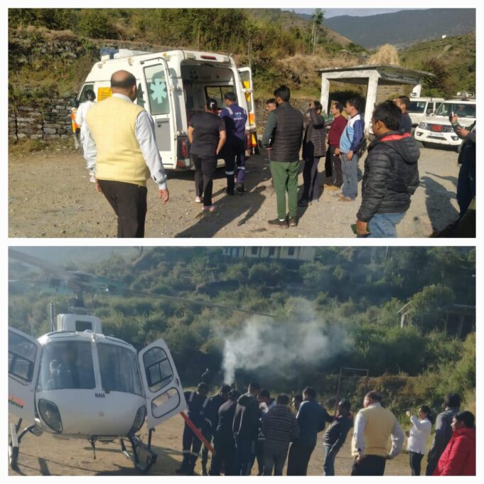 नंदानगर- सुतोल मोटर मार्ग पर वाहन दुर्घटनाग्रस्त,पिता बेटी की मौत,दो अन्य घायल,एक गंभीर घायल को एयर एंबुलेंस से किया गया एम्स ऋषिकेश रेफर