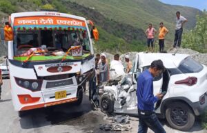 बदरीनाथ हाईवे पर एक और बड़ा हादसा, बस और कार की जबरदस्त टक्कर,3 लोग हुए घायल