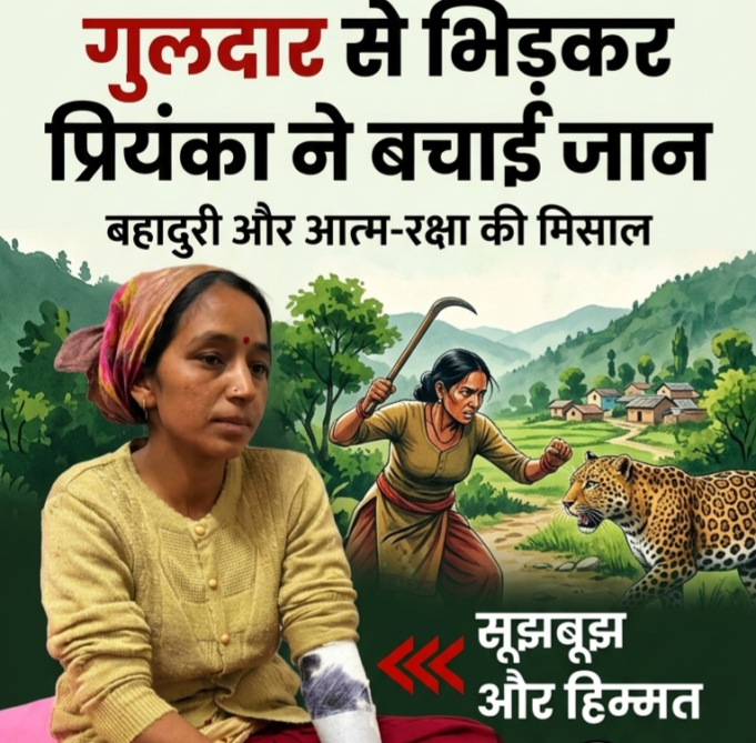 गुलदार के हमले मे घायल प्रियंका, लोगों मे दहशत